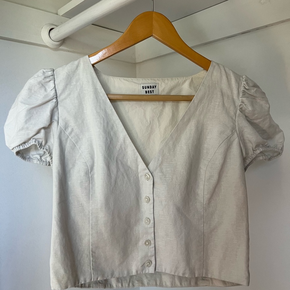 Aritzia Sunday Best Cream Button-Up Blouse
